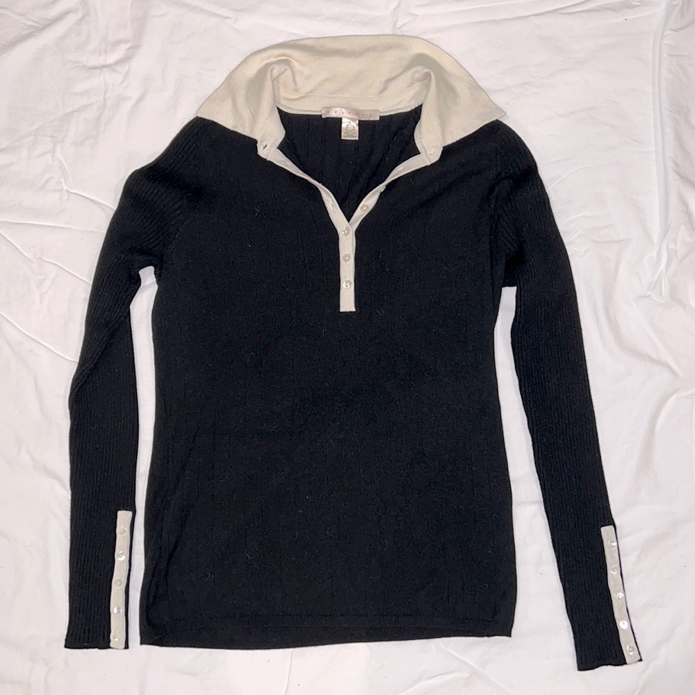 Belford Vintage Silk Black Collared Women’s Sweater